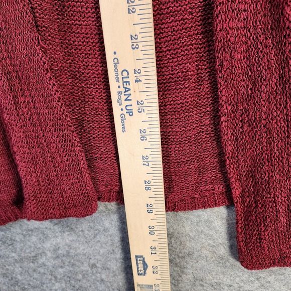 August Silk Woman Cardigan Sweater 3X Burgundy Red Open Front Knit Layering - Picture 4 of 11